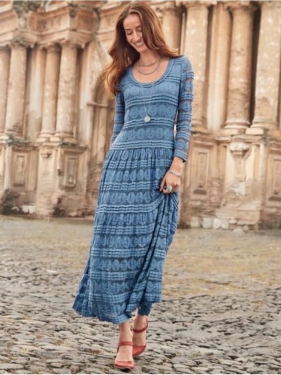 Sundance Dresses & Skirts - Sundance Dusty Blue Lace Maxi Dress with Scoop Neck - Size Small